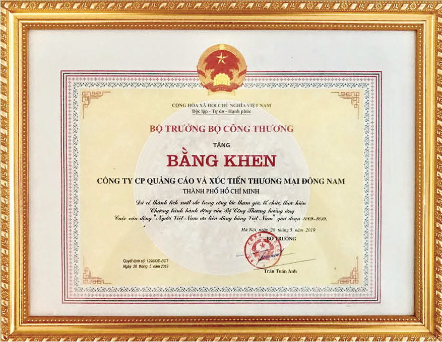 Bằng khen của Bộ Công Thương