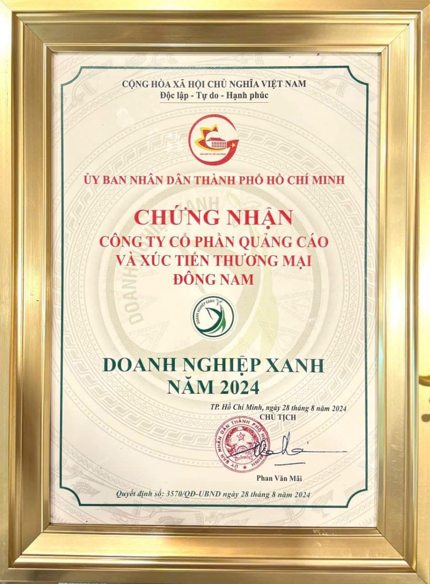 Chứng nhận Doanh nghiệp Xanh năm 2024 